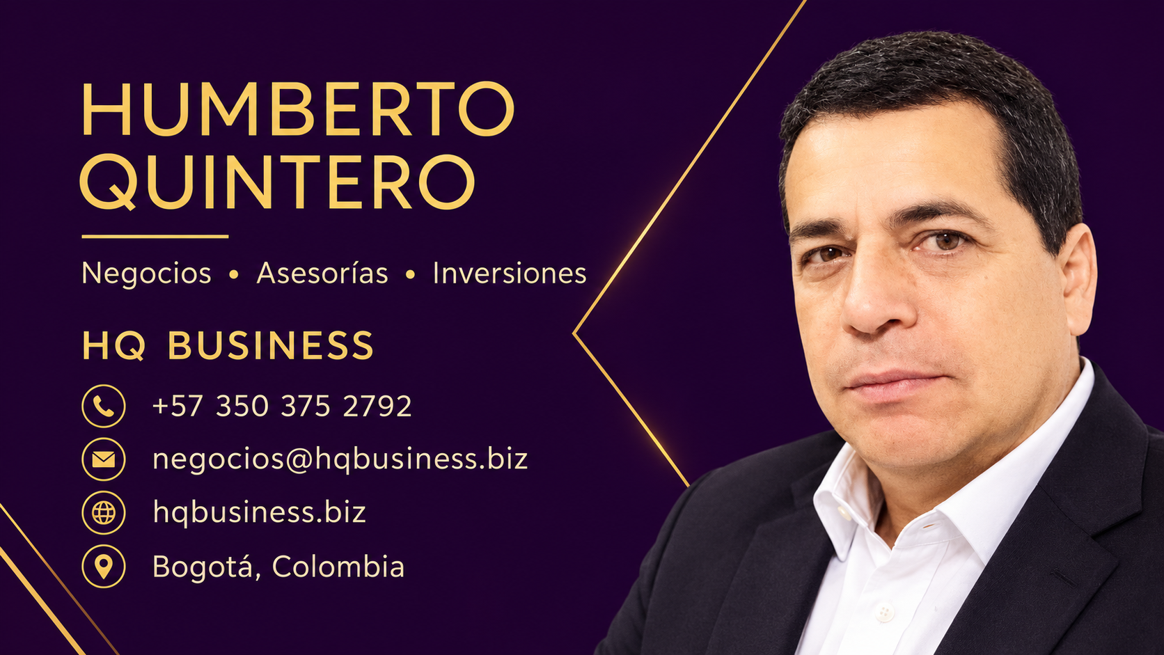 Tarjeta de presentación digital de Humberto Quintero - HQ Business